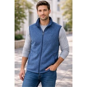 Eddie Bauer Men's Heathered Fleece Blue Vest